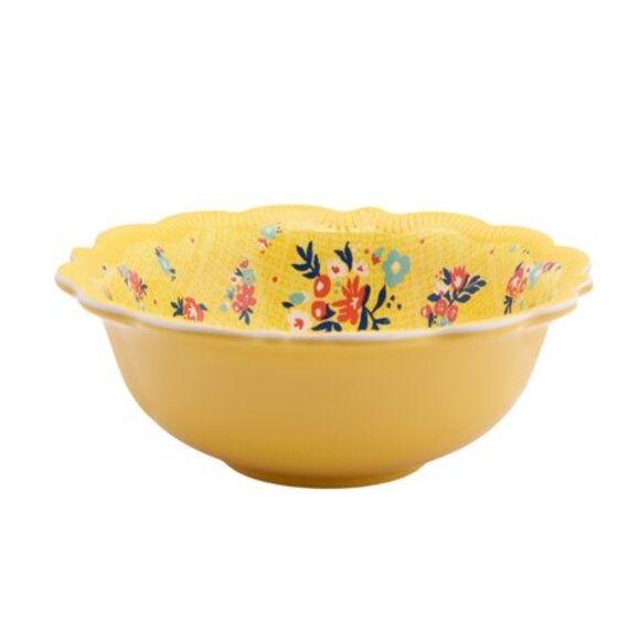 Lot of 4 Pioneer Woman Melamine Dip Bowl Vintage Ditsy Yellow 5.35in 11oz New - Picture 1 of 6
